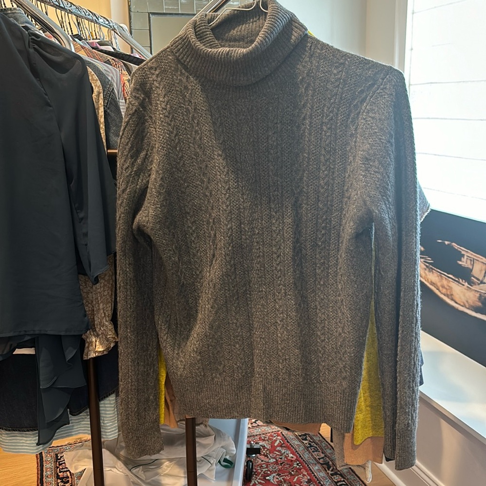 Billy Reid Gray Wool Turtleneck Sweater